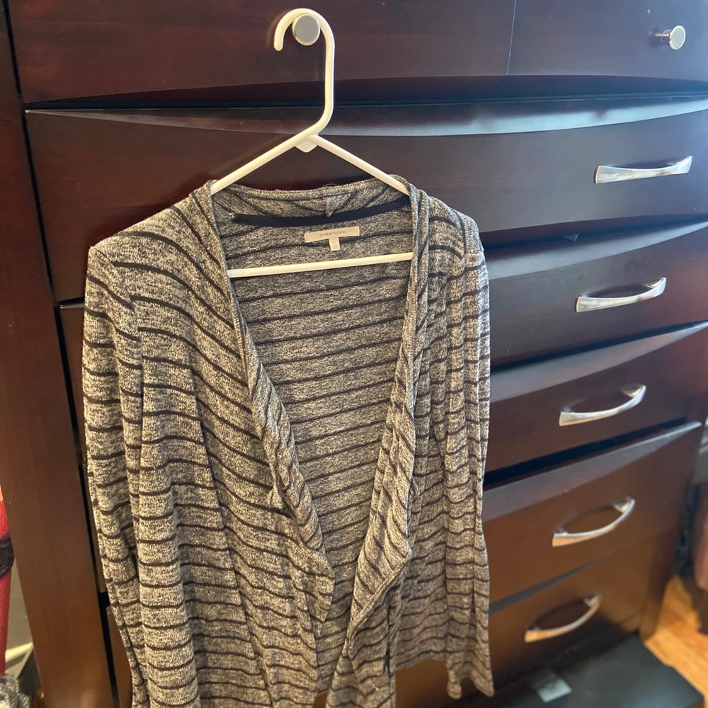 41 Hawthorn Gray Cardigan Lightweight Striped Sweater